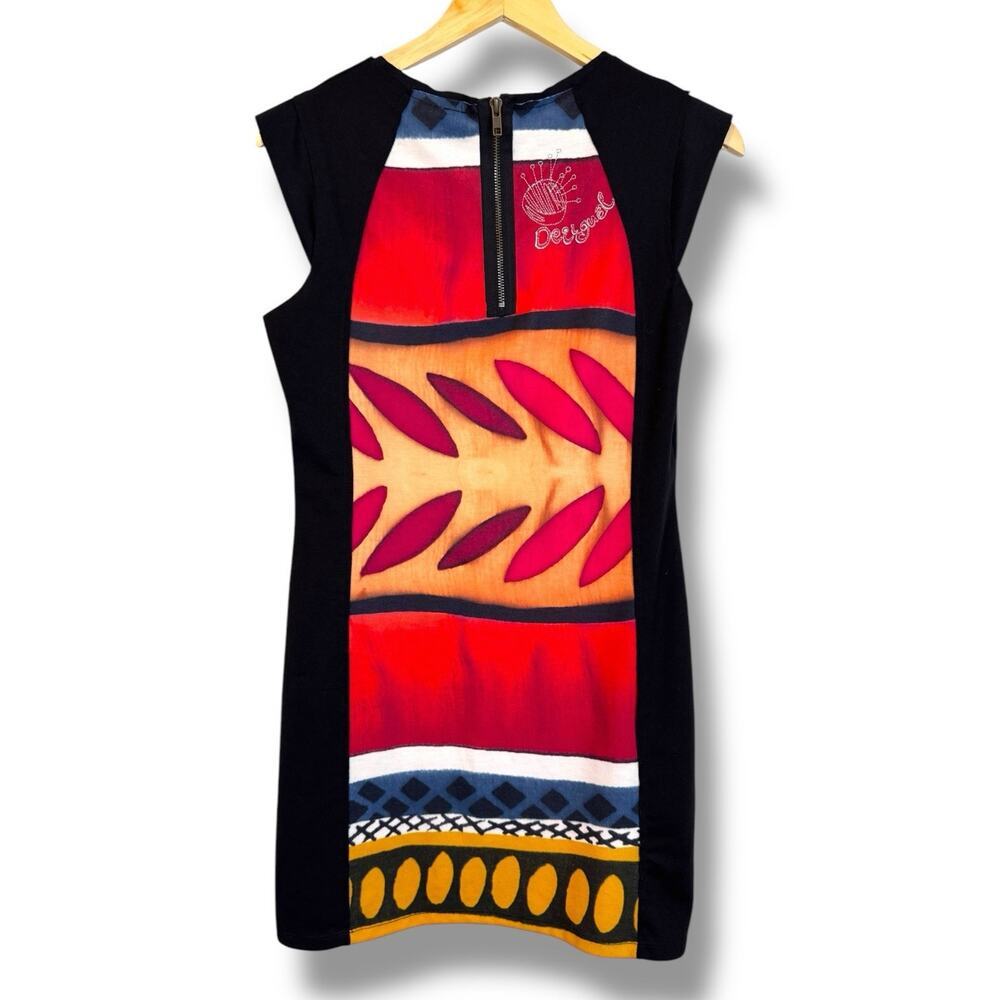 Desigual Juana Kiss Me Baby Floral Colorful Art Shift Dress Embroidered Medium - Picture 2 of 8